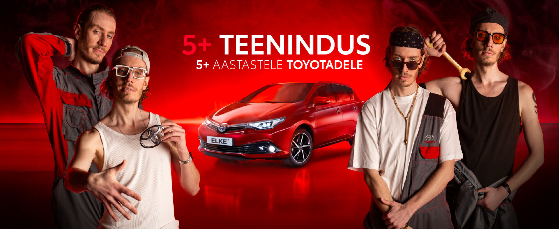 Sinu 5+ Toyota eest hoolitseb Elke. Remonttööd 69 €/h. Varuosad ja hooldus -15%.